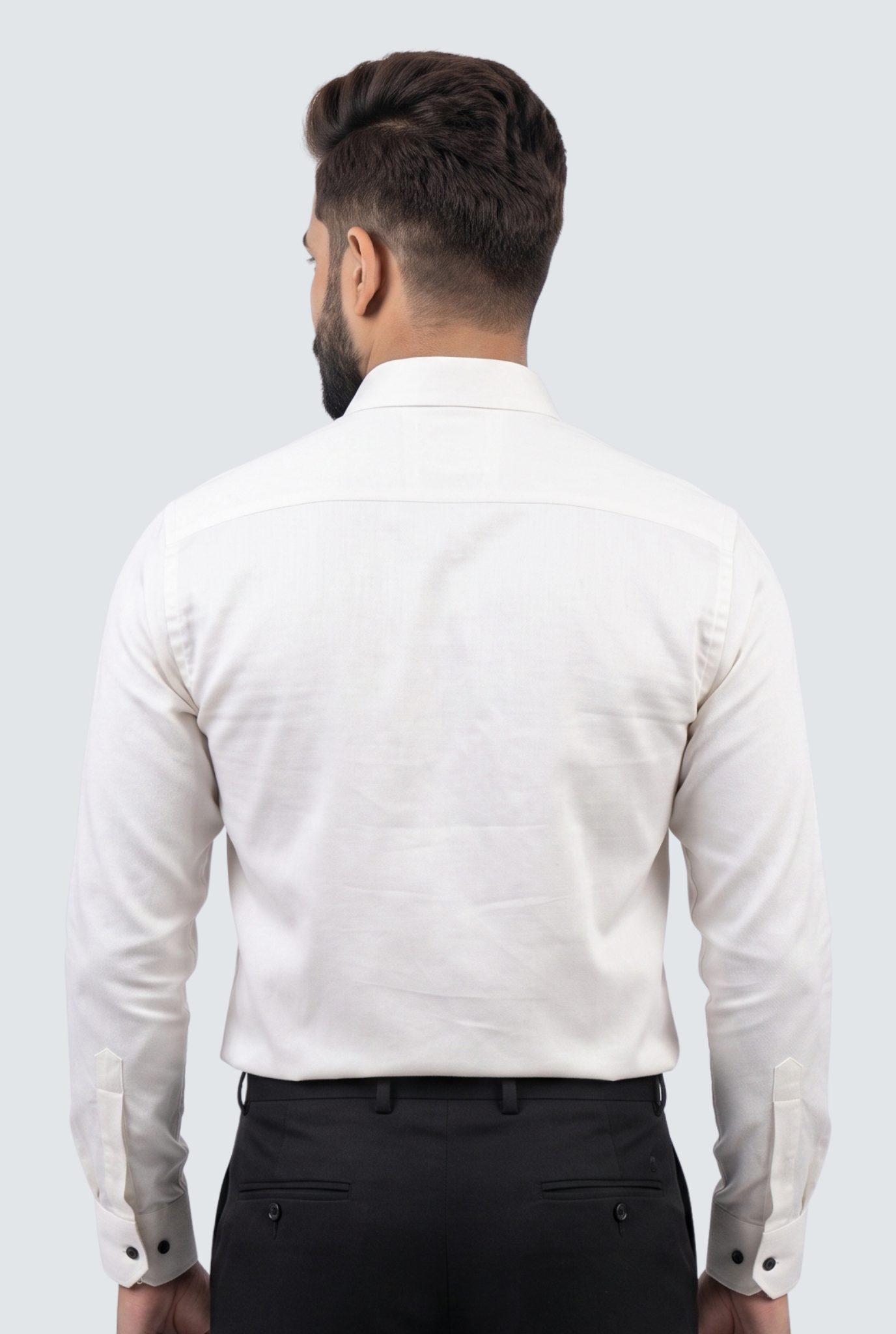 Men's White Premium Cotton Satin Lycra Shirt-(CR-1)