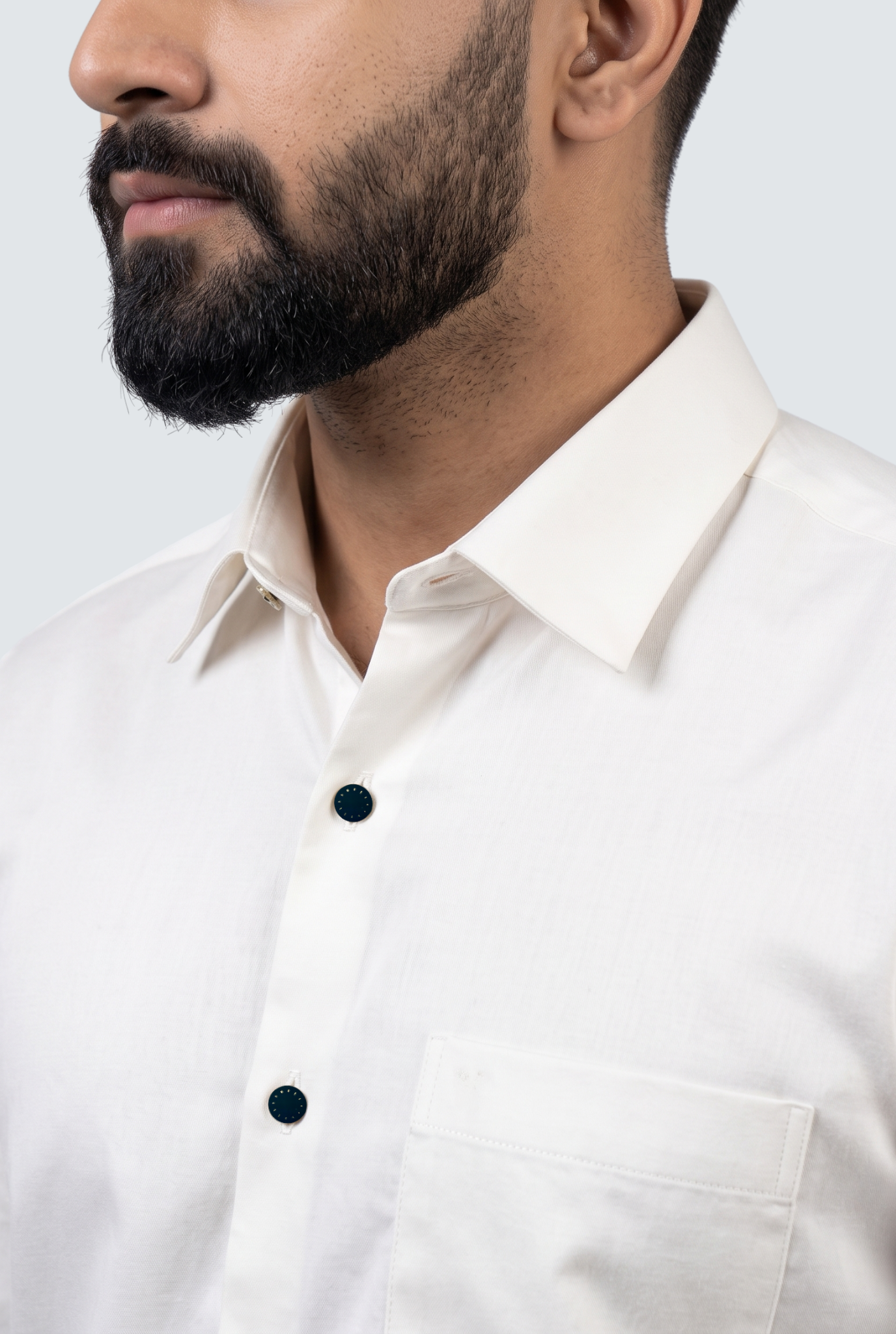 Men's White Premium Cotton Satin Lycra Shirt-(CR-1)