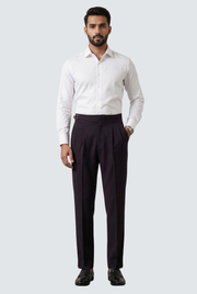 Men's purple casual trousers with pleated front and belt loops
