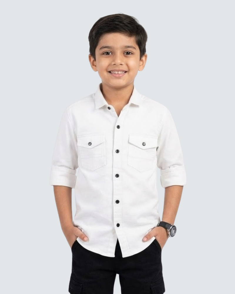 White Cotton Shirt For Boys