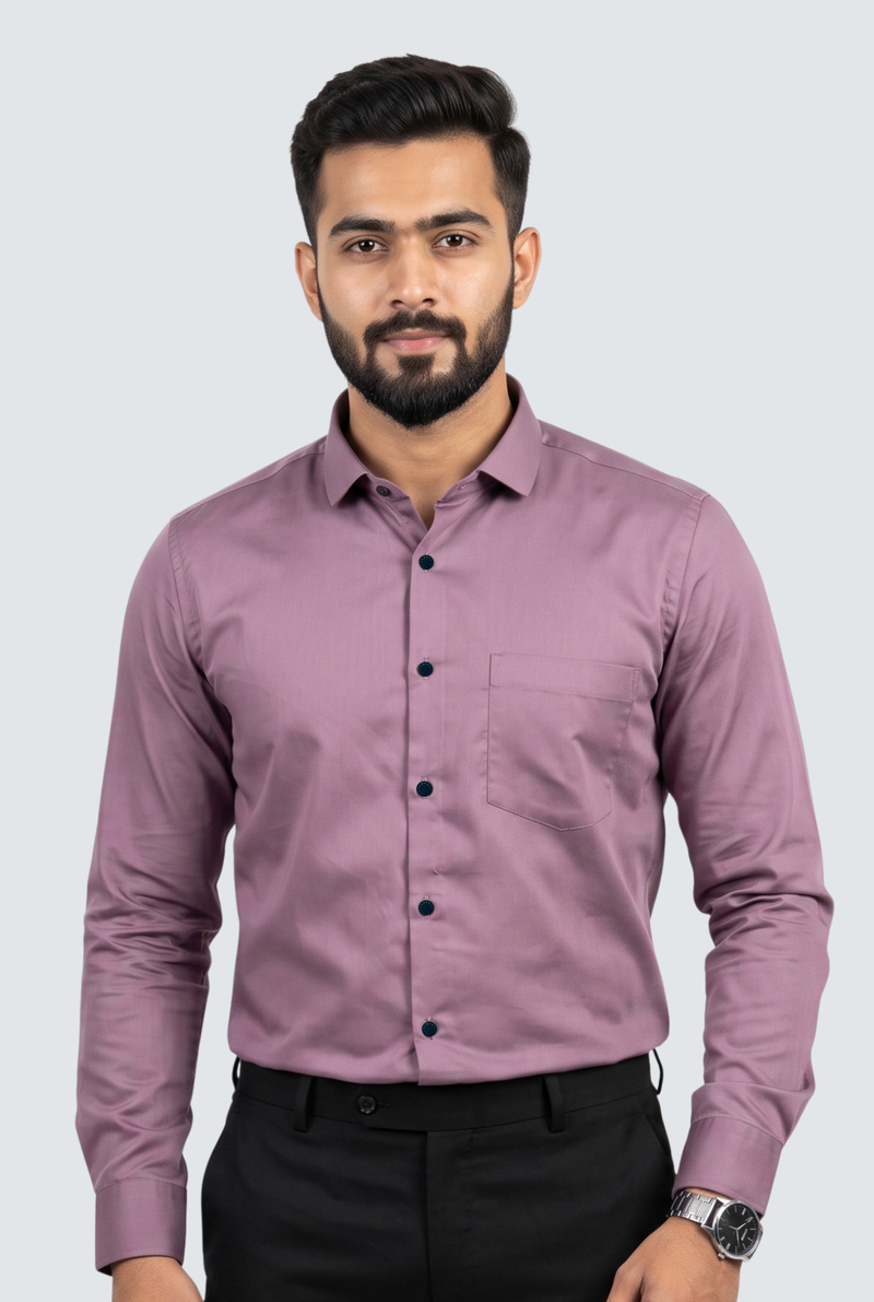 Lavender Cotton Satin Lycra Shirt-(CR-1)