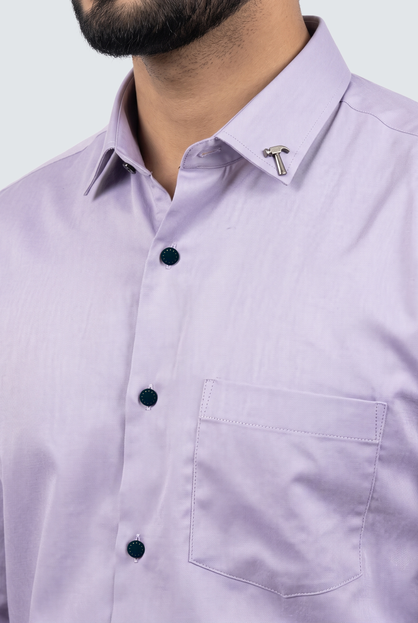 Men's Light Purple Premium Cotton Satin Lycra Shirt-(CR-1)