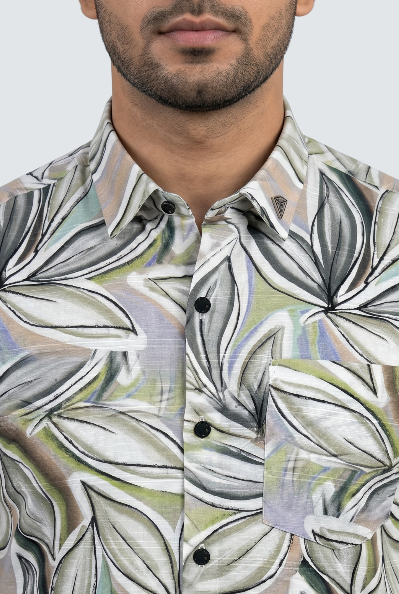 Men’s Premium Linen Printed Shirt-Green(1888)