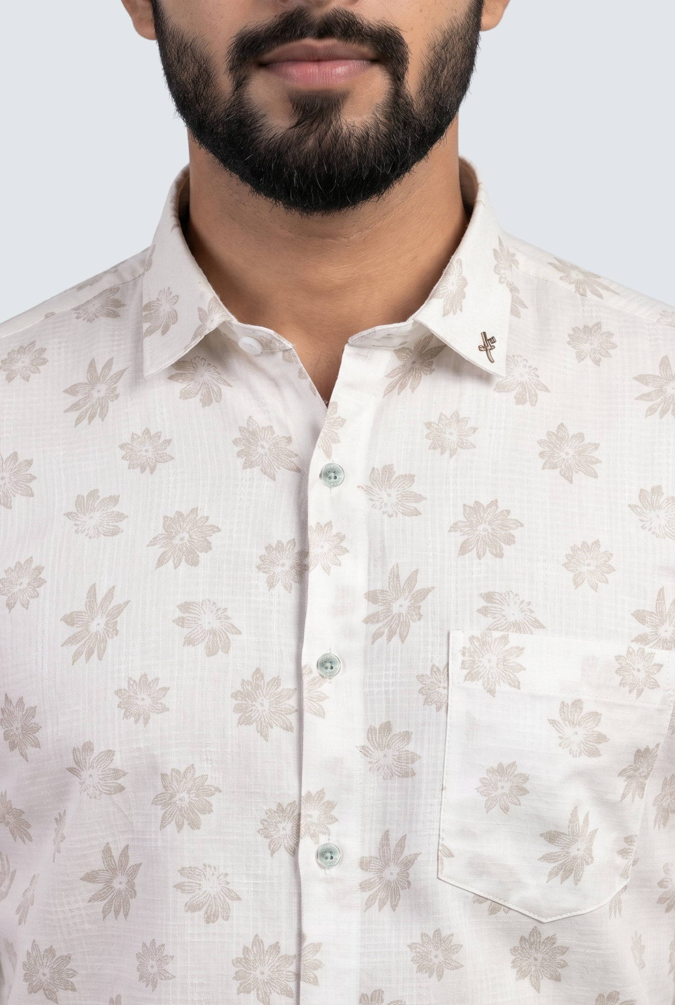 Men’s Fawn Floral Print Full Sleeve Casual Shirt-(1877)