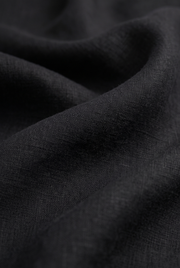 Black linen fabric close-up with woven texture