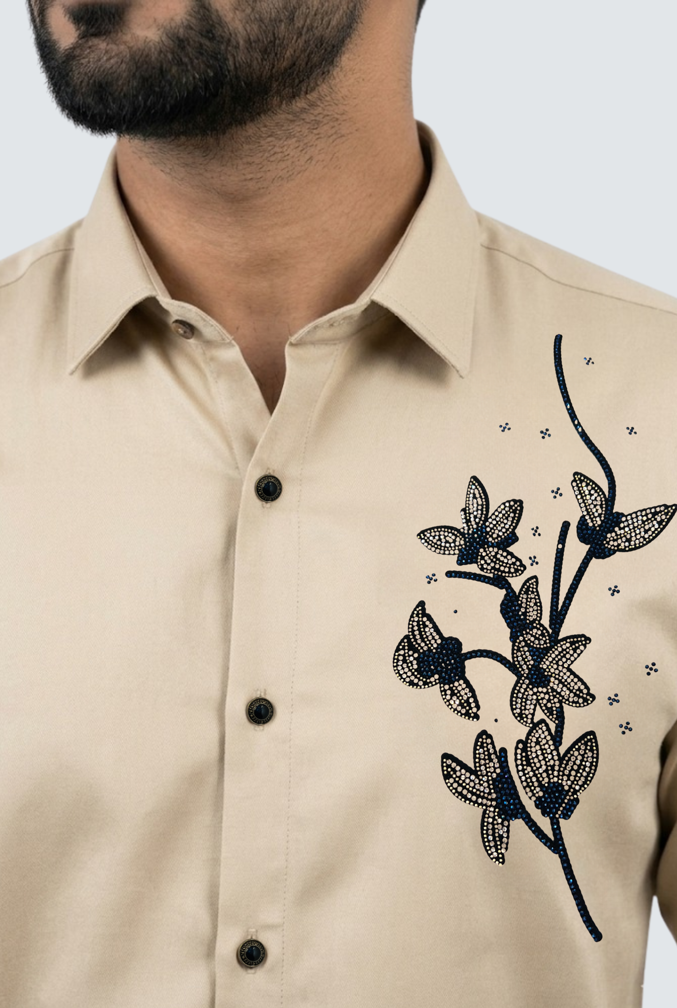 Elegant Designer Shirt for Men – Cream (1835)