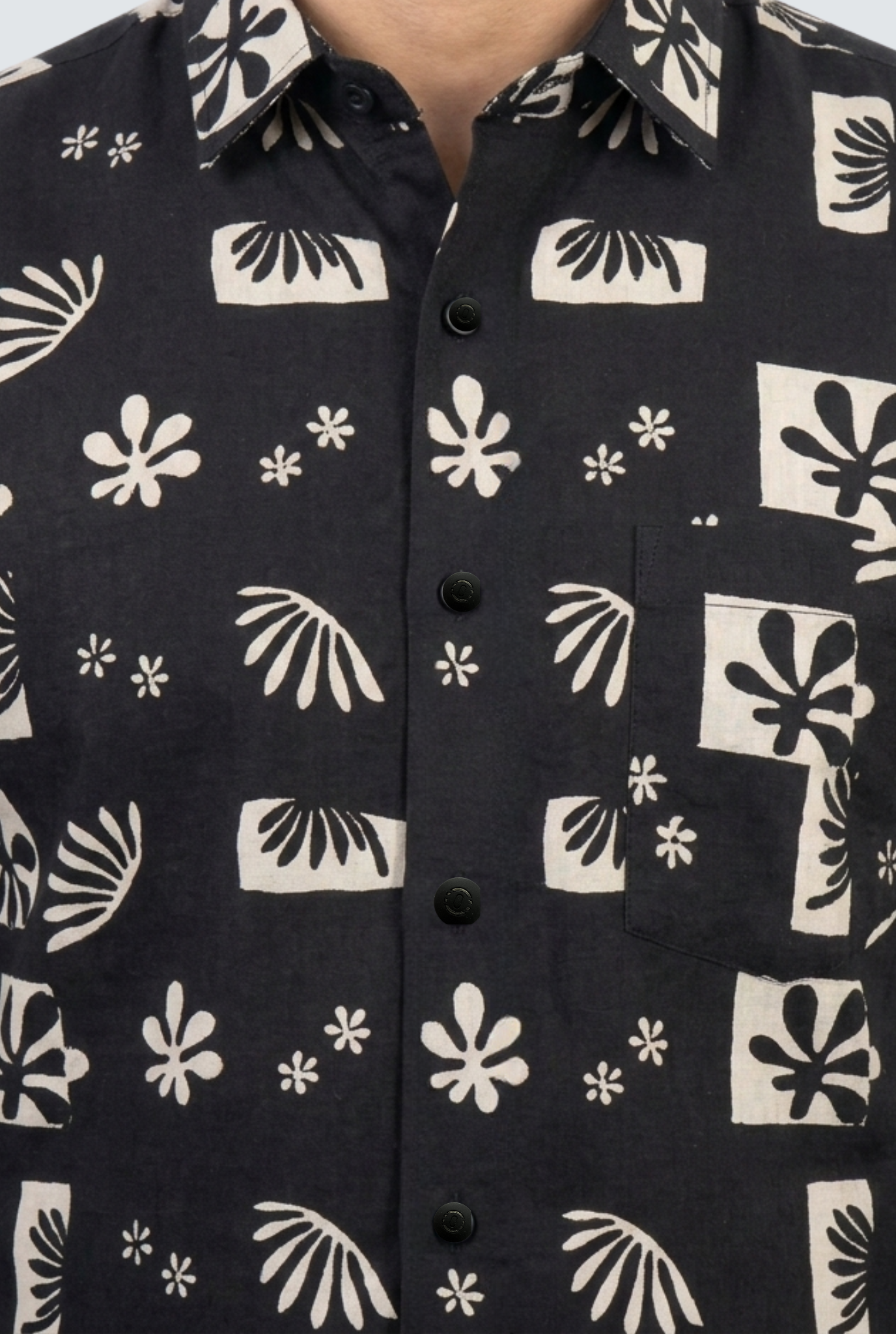 Black Cotton Dobby Print  Shirt (1821)