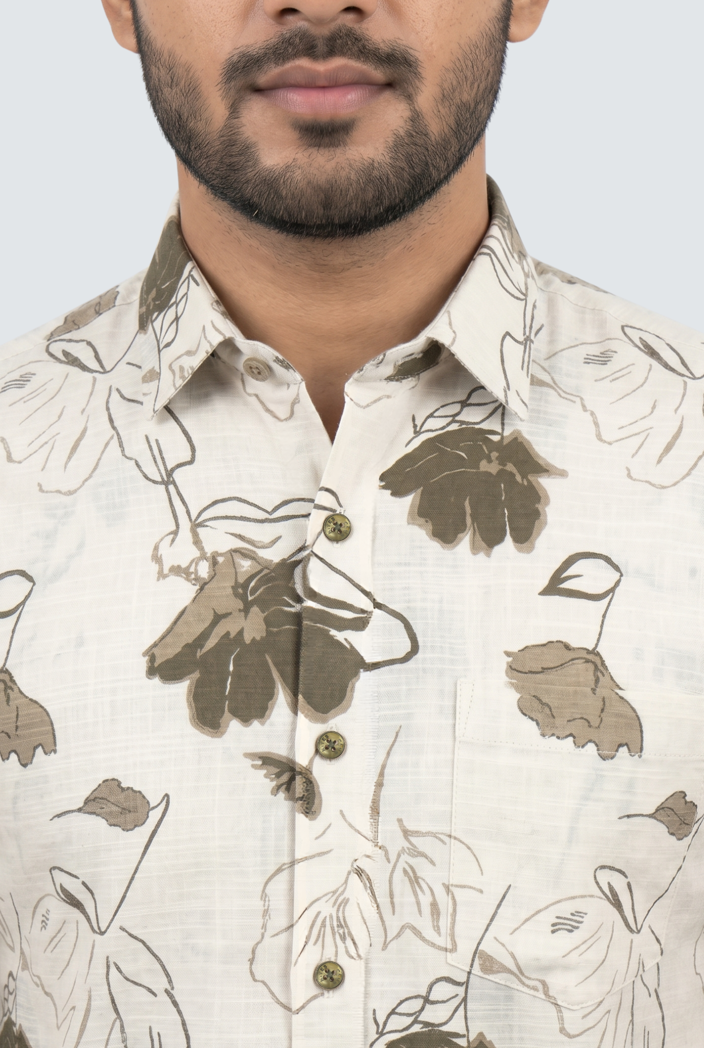 Men’s Mahendi Floral Print Fine Cotton Shirt-(1866)