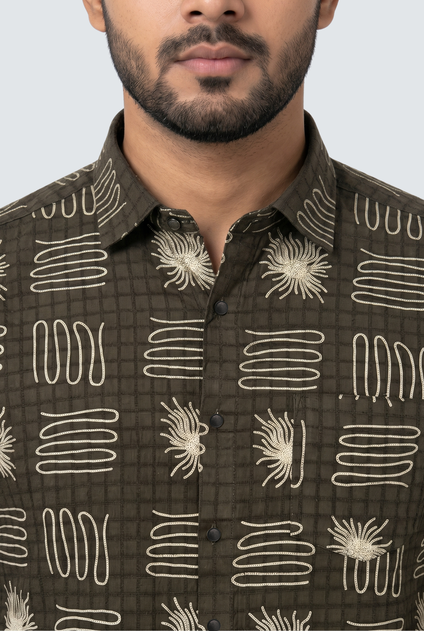 Men’s Mahendi Printed Cotton Dobby Shirt-(1858)