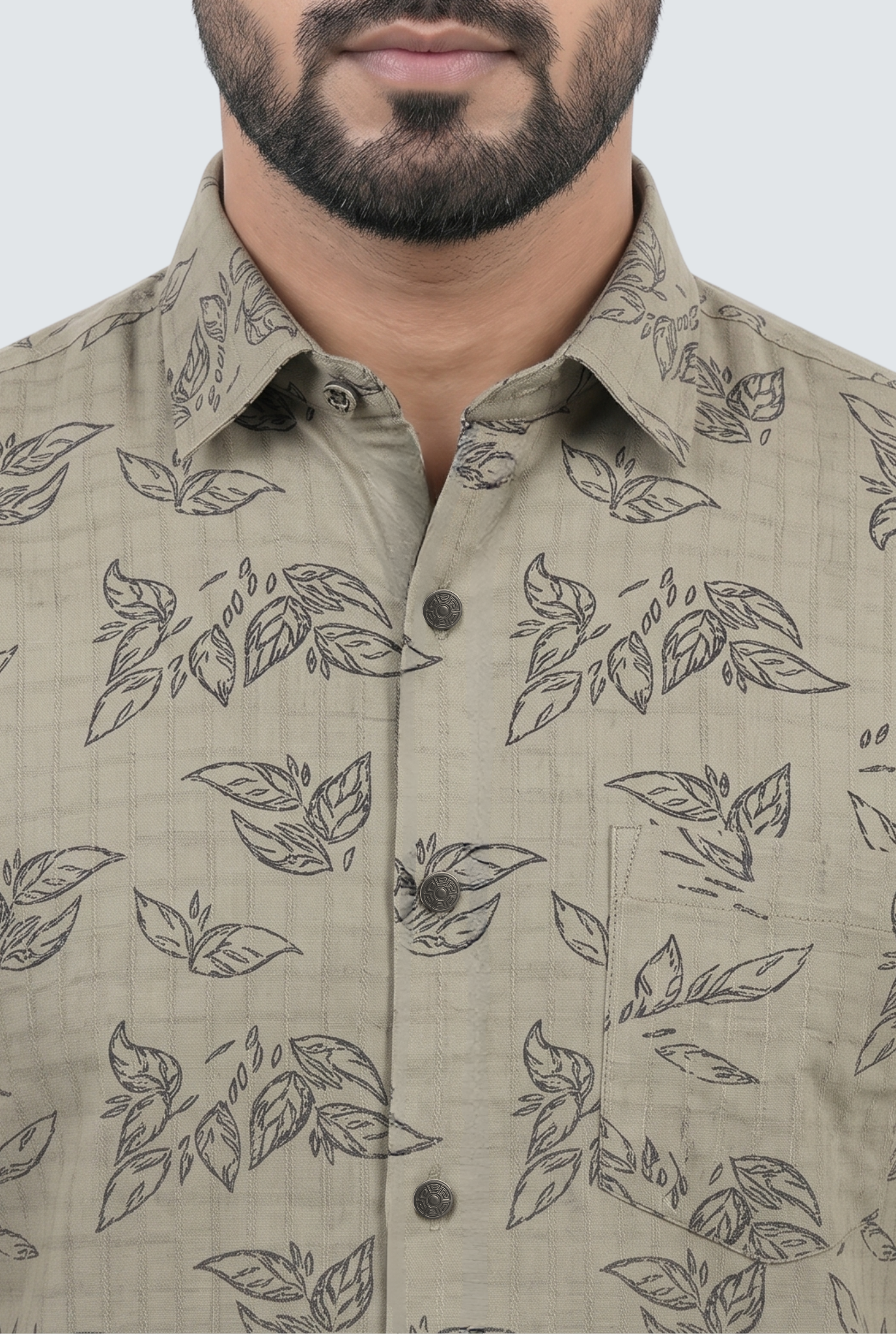 Men’s Fawn Printed Cotton Dobby Shirt-(1859)