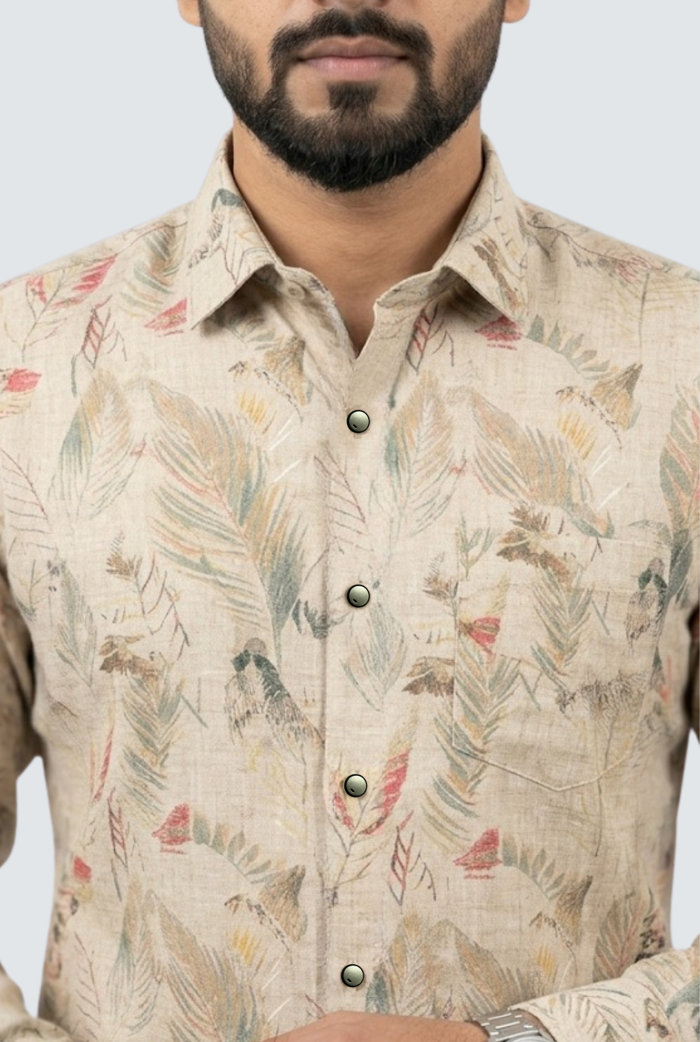 Men’s Casual Rust Linen Shirt – Lightweight & Breathable (1832)