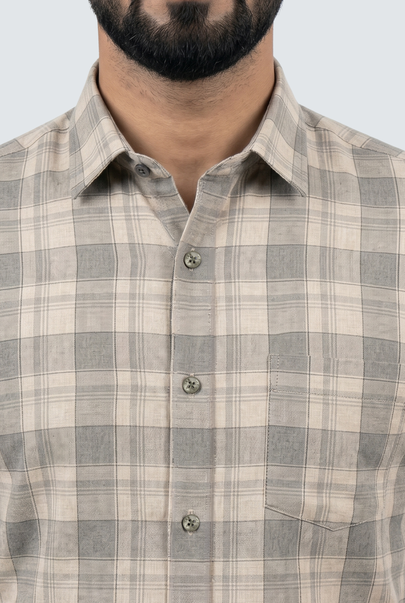 Men’s Grey Pure Linen Casual Shirt (1864)