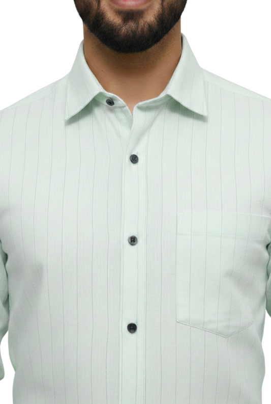 Men’s Mint Green Self Dobby Cotton Shirt (1736)