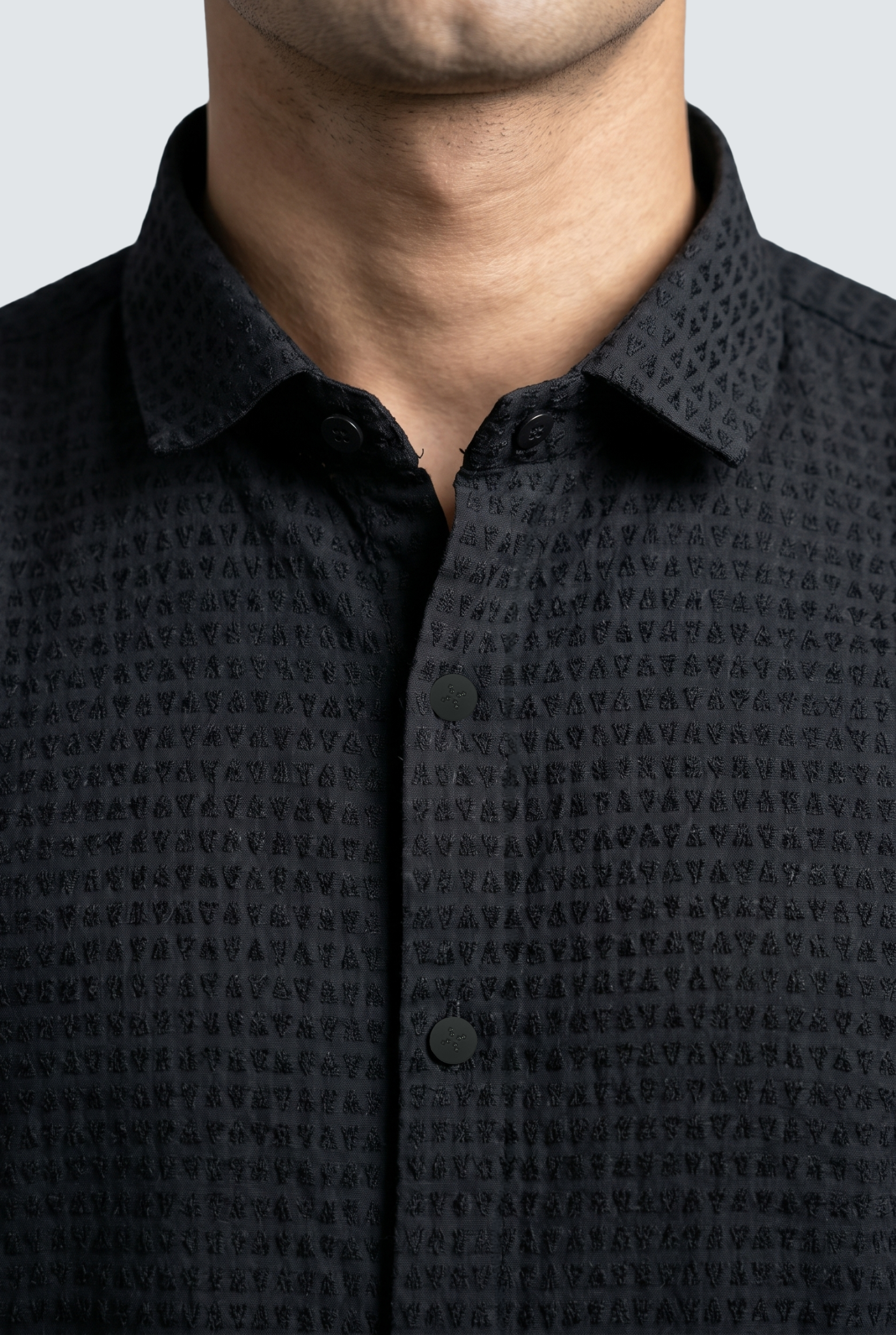 Men's Trendy Textured Shirt-Black(1724)
