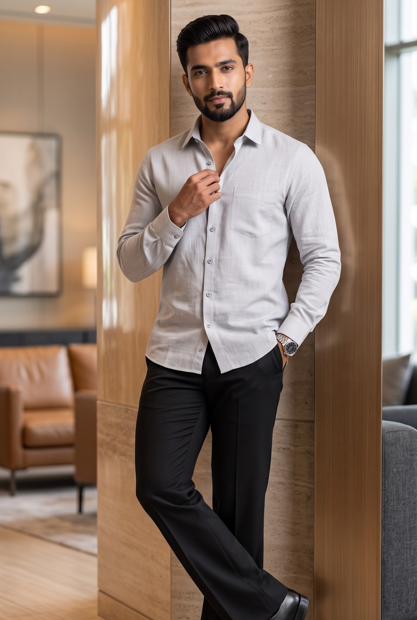 Grey Linen Shirt-(1923)