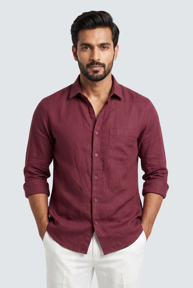 Maroon Linen Shirt