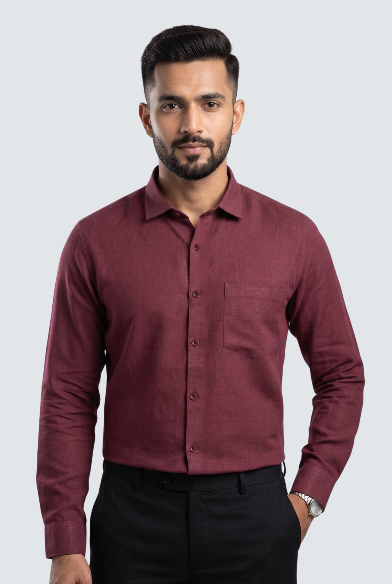 Maroon Linen Shirt-(1923)