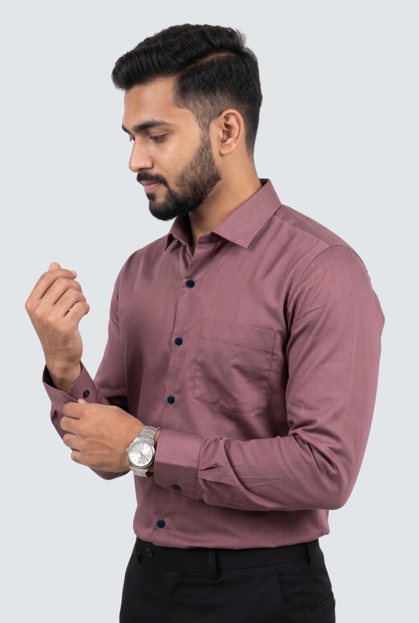 Men's Rust Premium Cotton Satin Lycra Shirt-(CR-1)