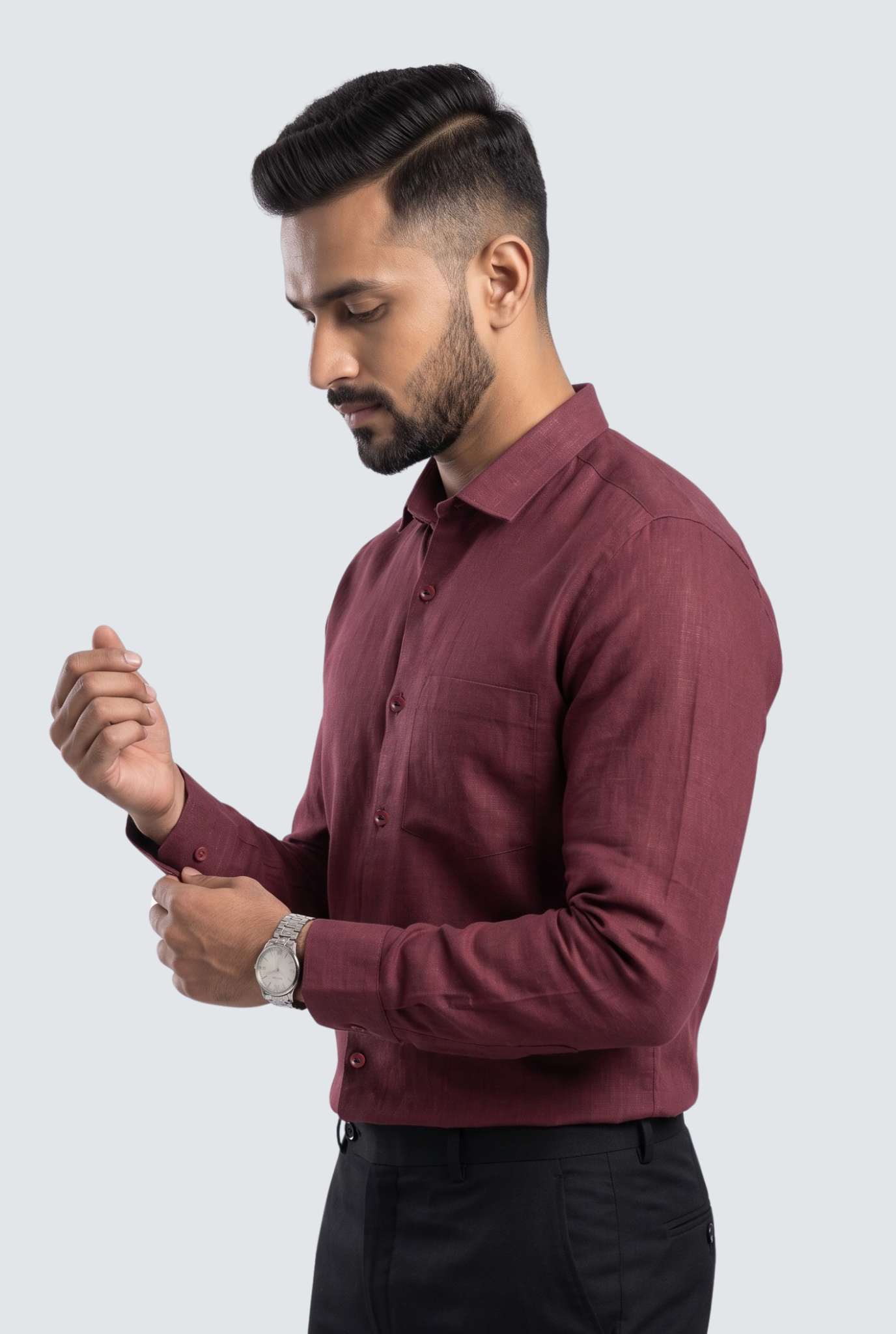 Wine Linen Shirt-(1923)