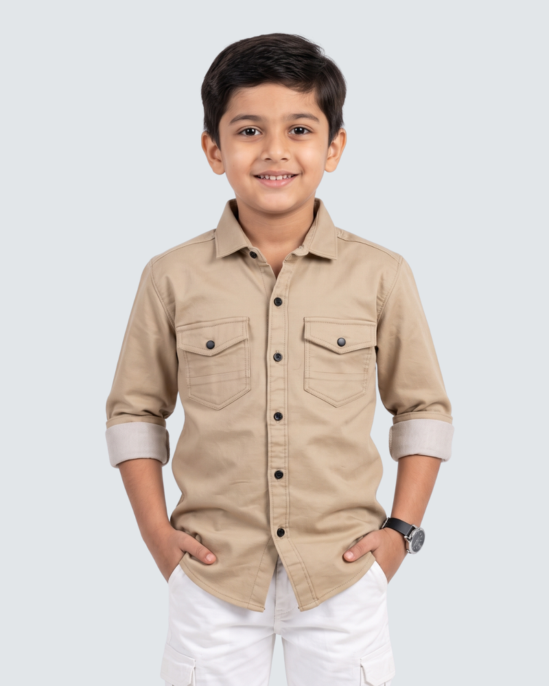 Fawn Cotton Shirt For Boys