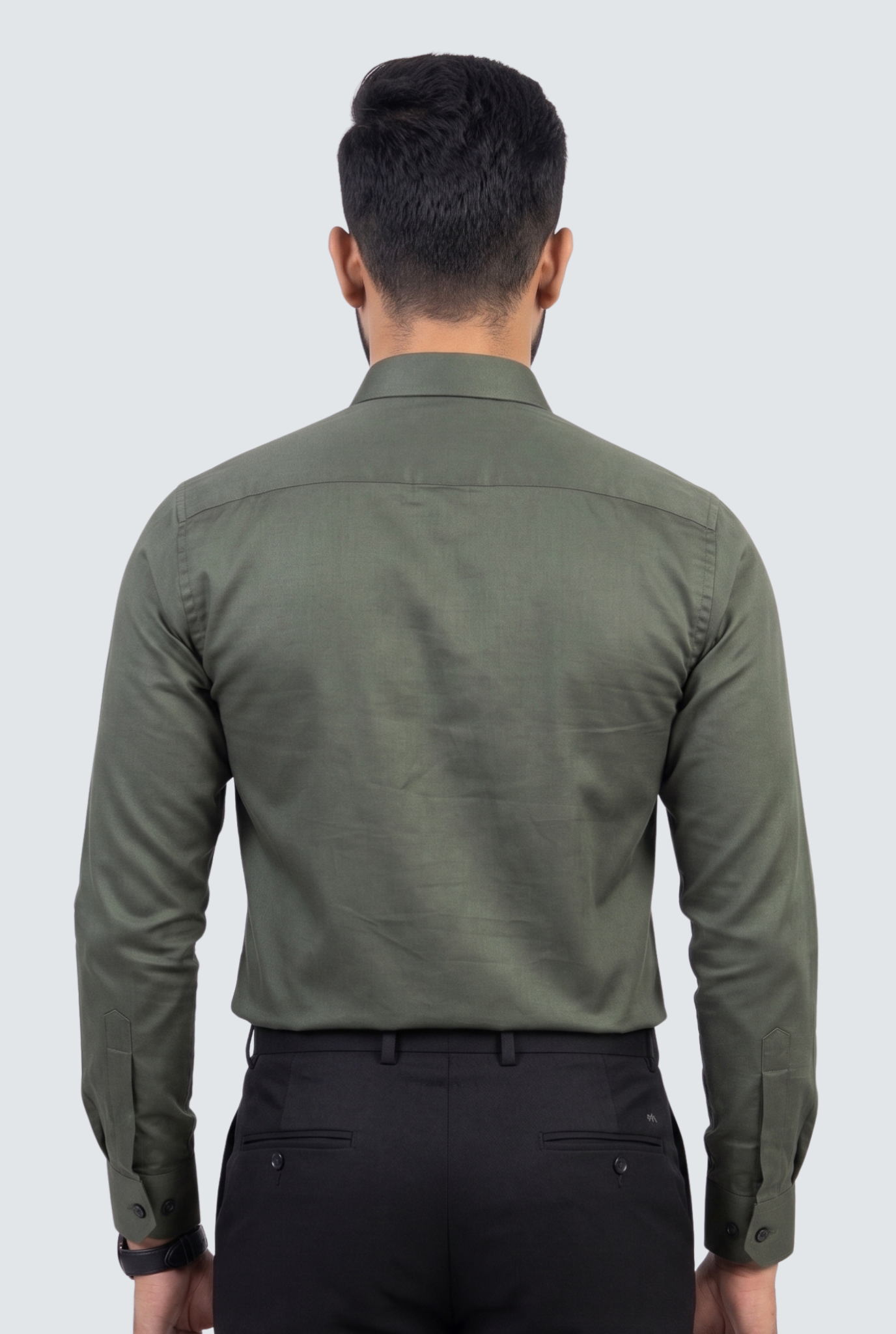 Men's Green Premium Cotton Satin Lycra Shirt-(CR-1)