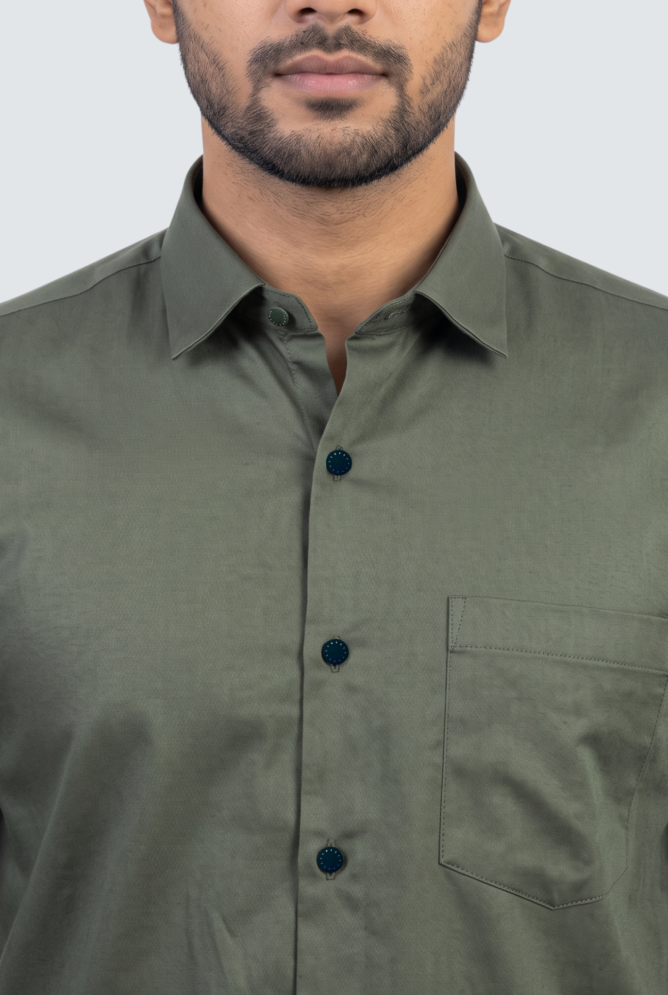 Men's Green Premium Cotton Satin Lycra Shirt-(CR-1)