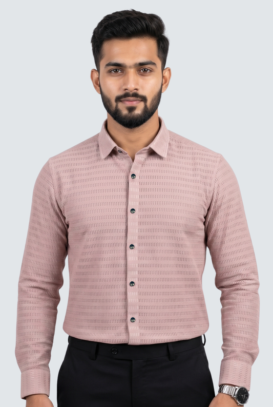 Men’s Trendy Pink Full Sleeve Shirt- (1868)
