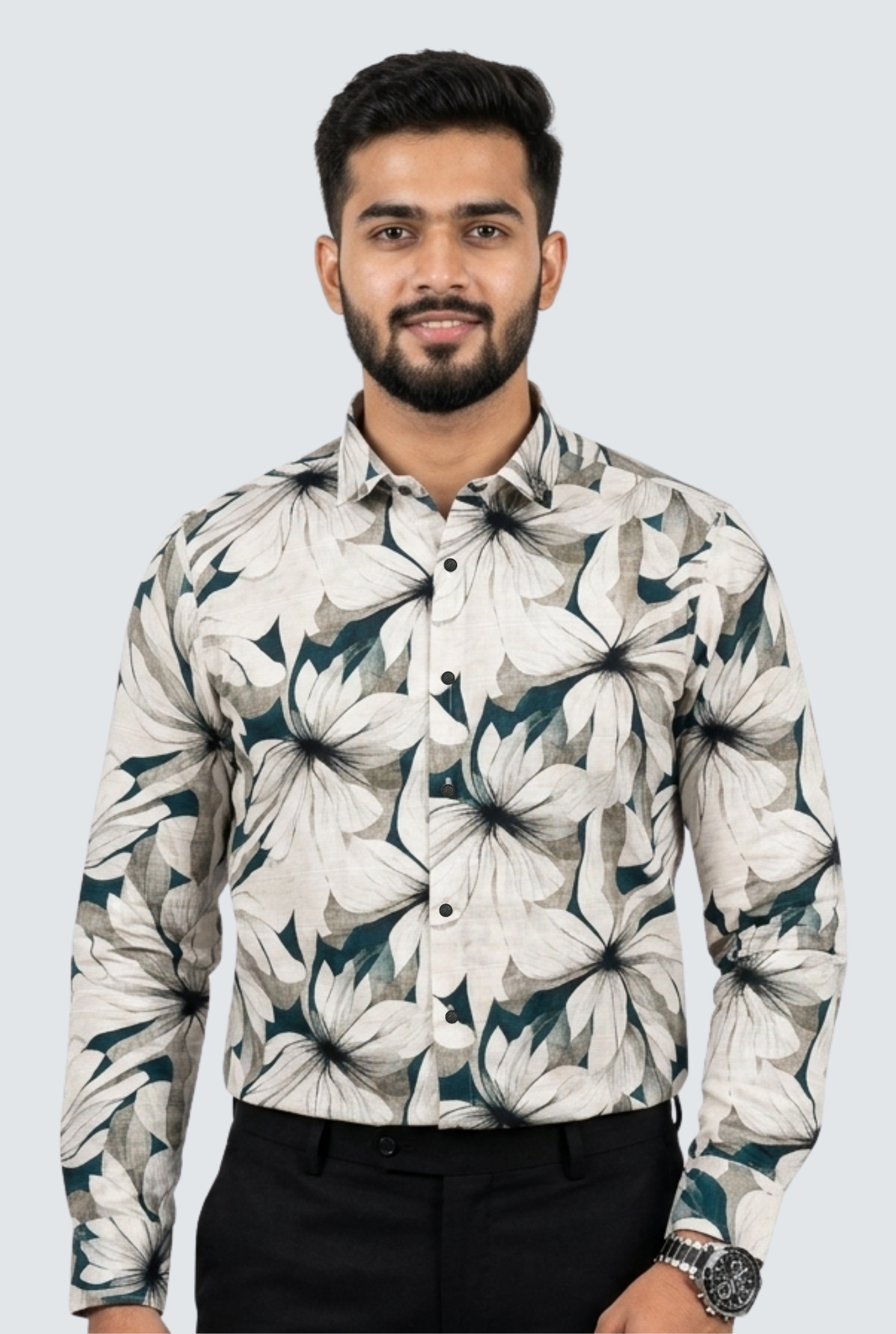 Men’s Floral Printed Casual Shirt-Rama(1887)