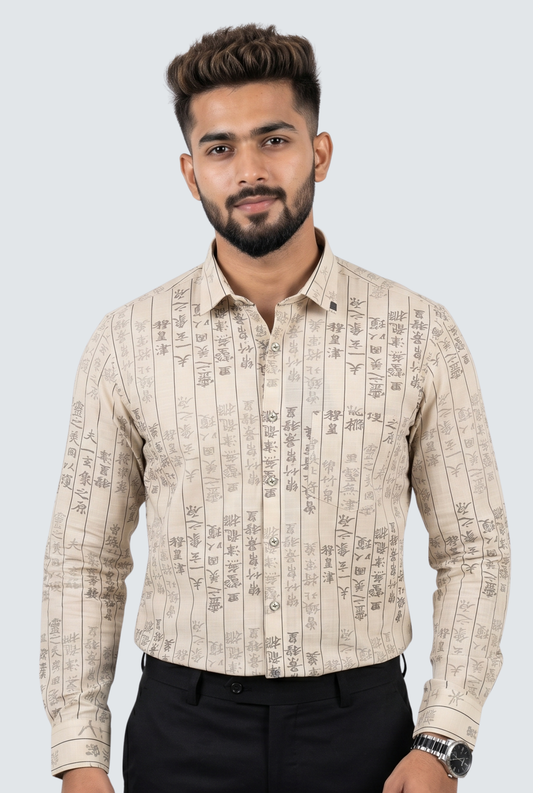 Men’s Style Text Print Full Sleeve Shirt-Green(1878)