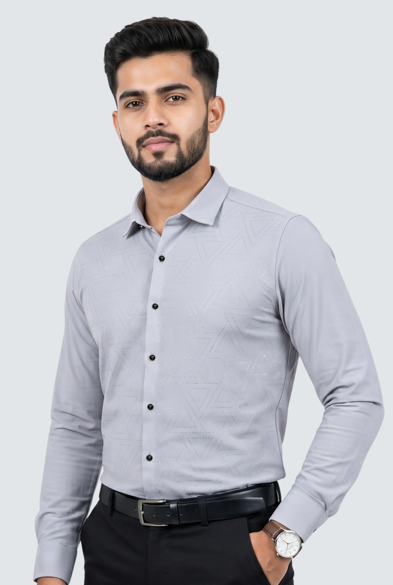 Men’s Korean Style Designer Shirt-Grey (1852)