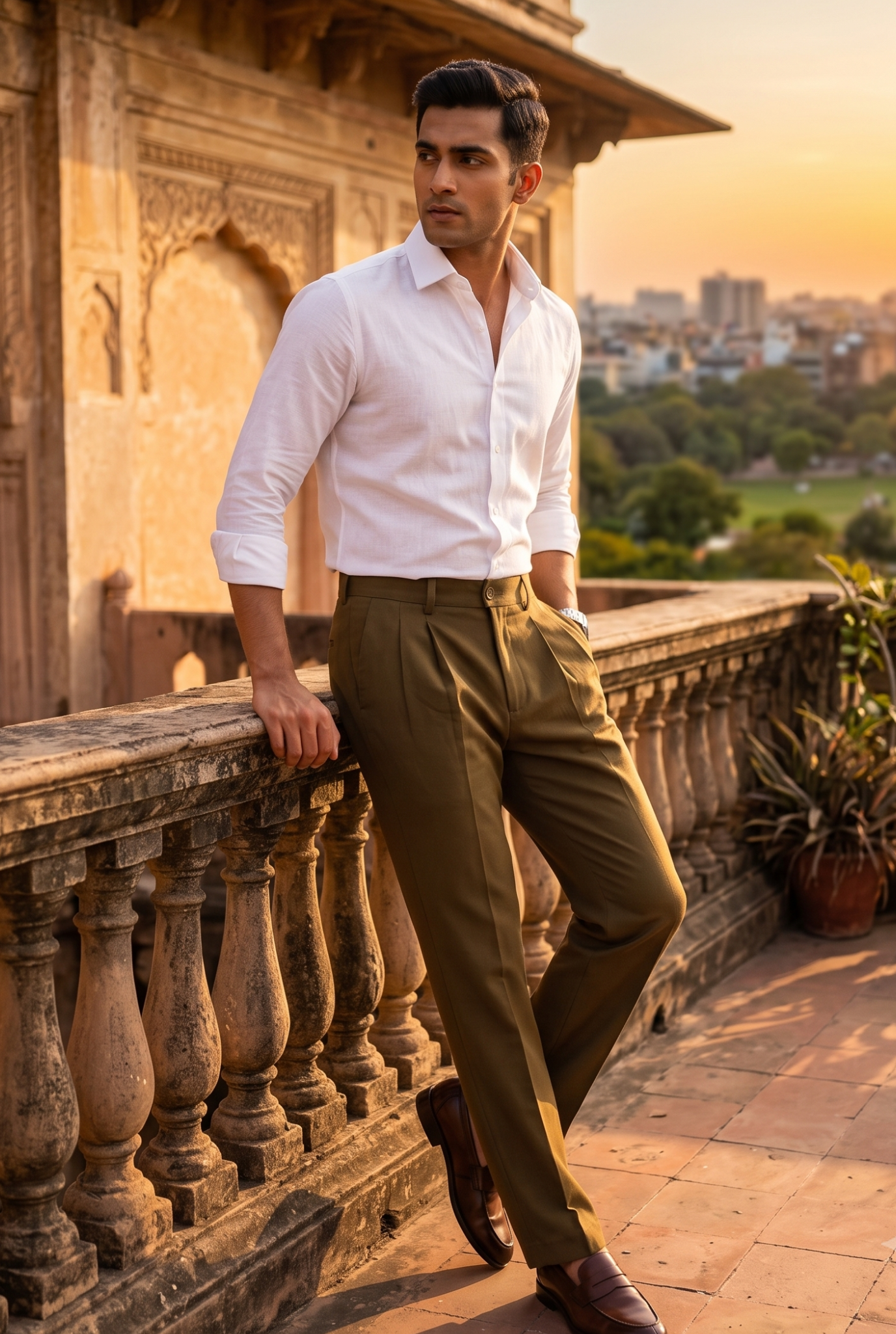 Men's Brown Straight Fit Gurkha Trouser –(0004)