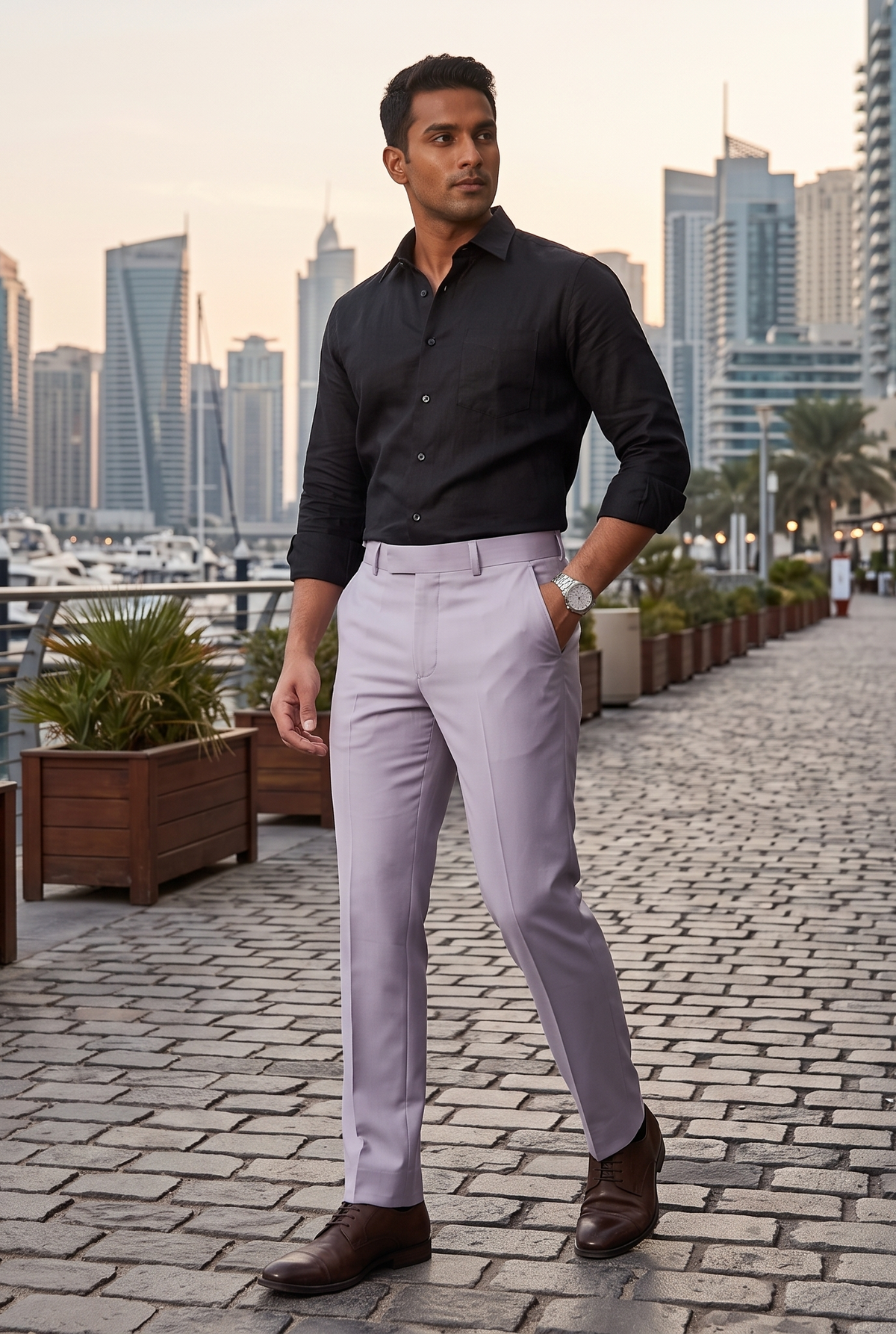 Light Purple Regular Pants-(0005)
