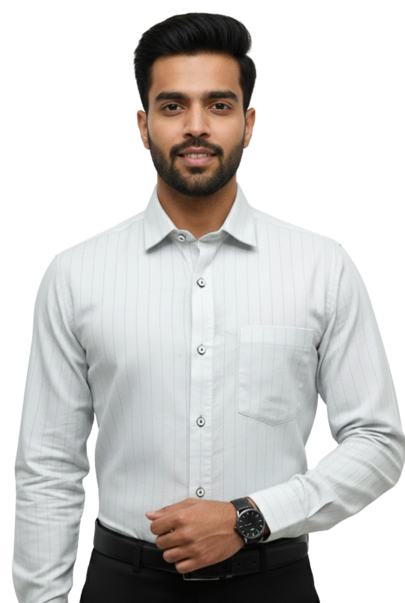 Men’s White Self Dobby Cotton Shirt (1736)