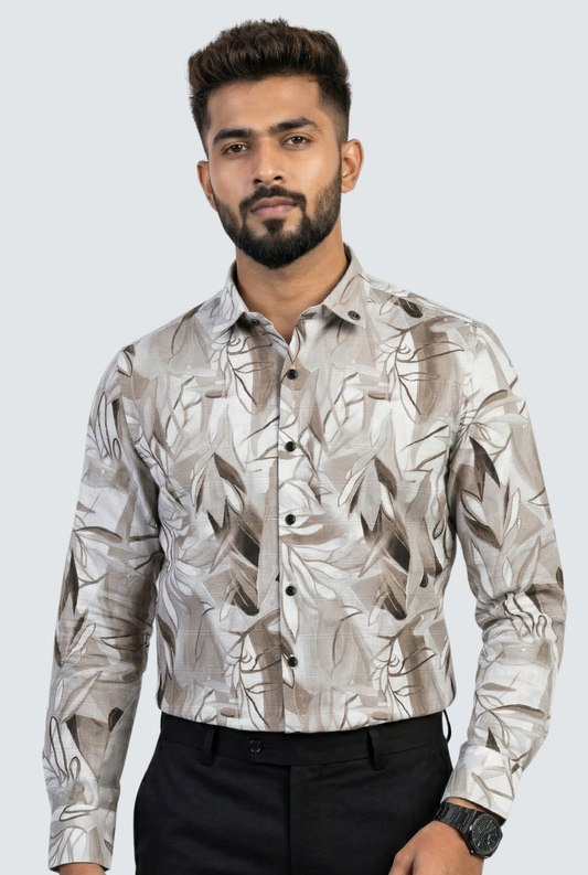 Trendy Fawn Dobby Cotton Shirt-(1842)
