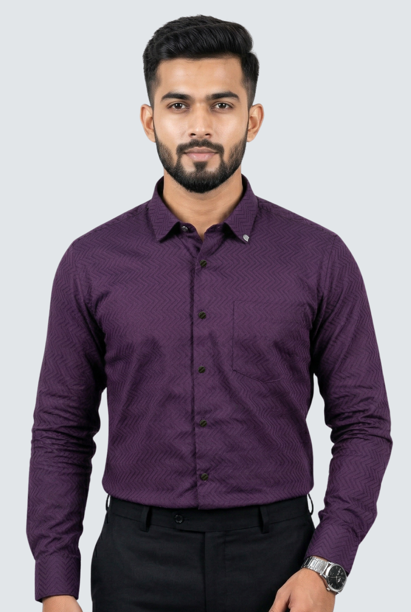 Purple Dobby Cotton Shirt-(1830)
