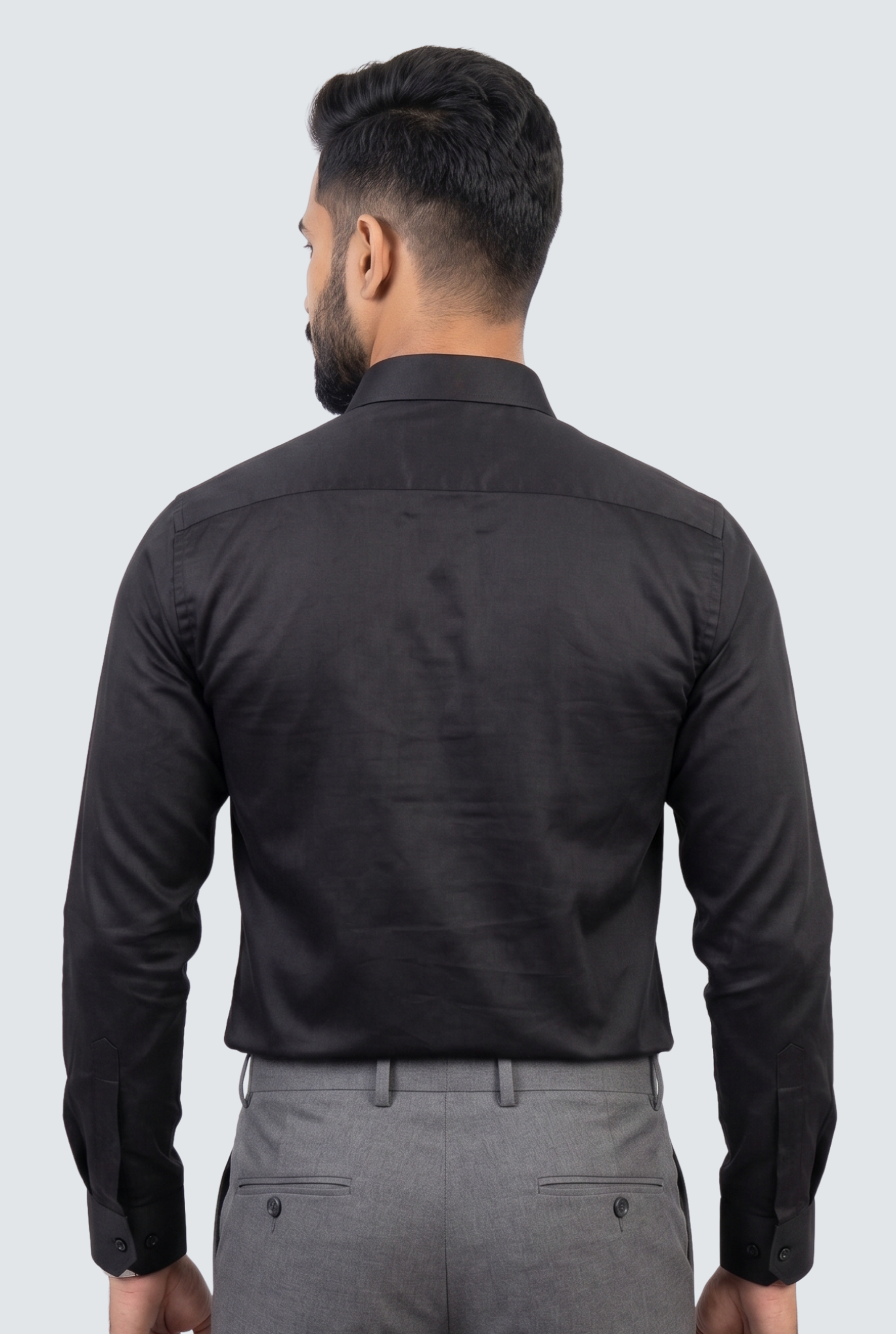 Men's Black Premium Cotton Satin Lycra Shirt-(CR-1)