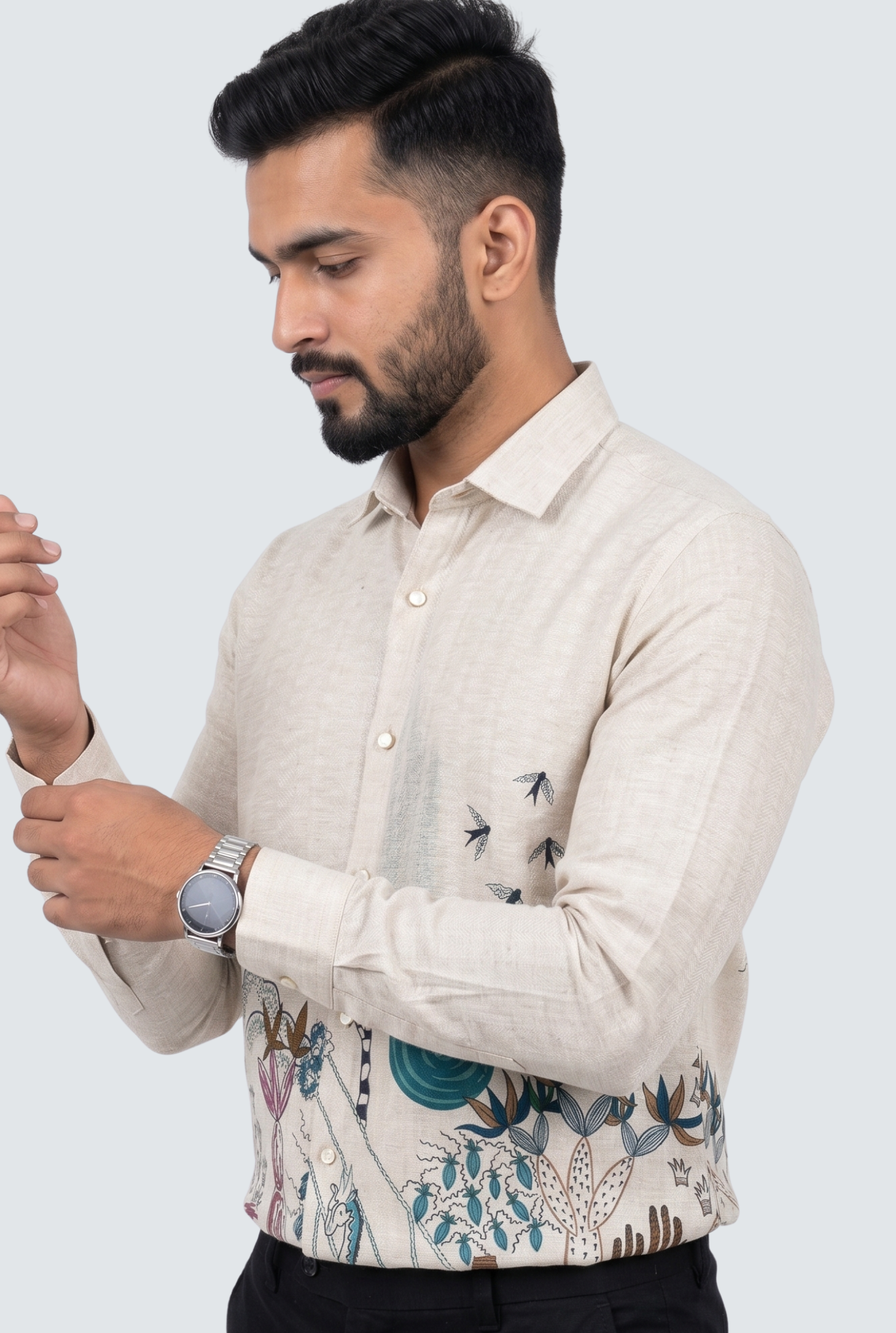 Trendy Nature Artwork Shirt for Men-Purple (1854)