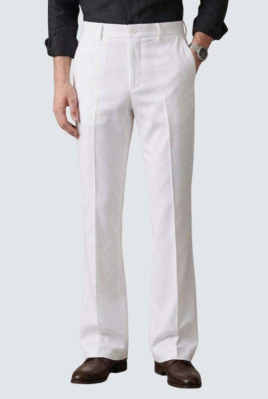 Men’s Trendy White Korean Bootcut Trouser-(0002)