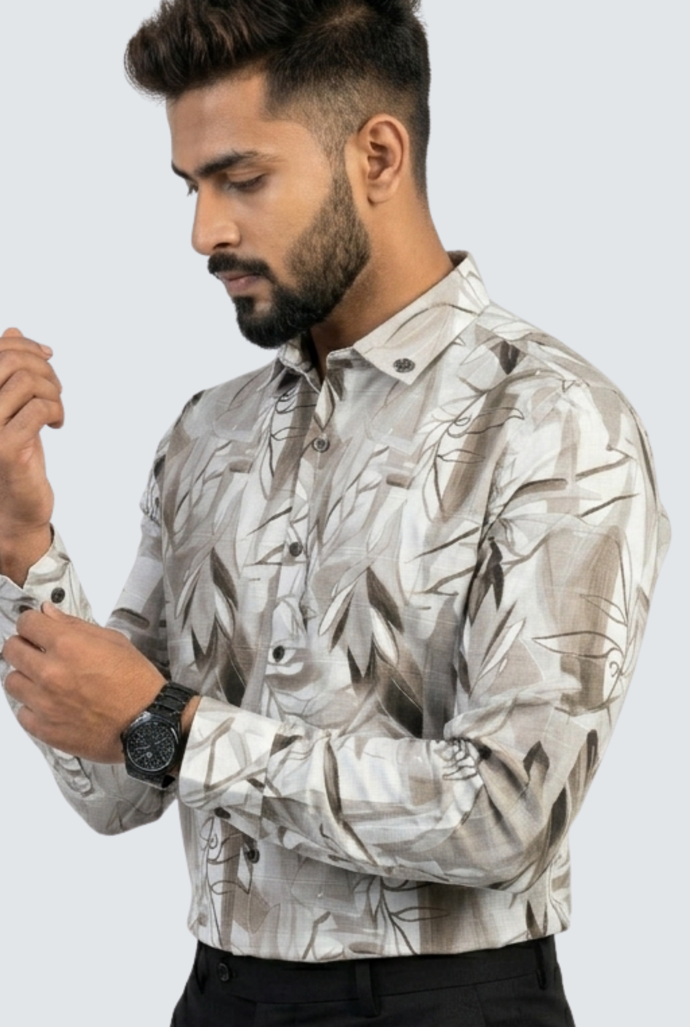 Trendy Fawn Dobby Cotton Shirt-(1842)
