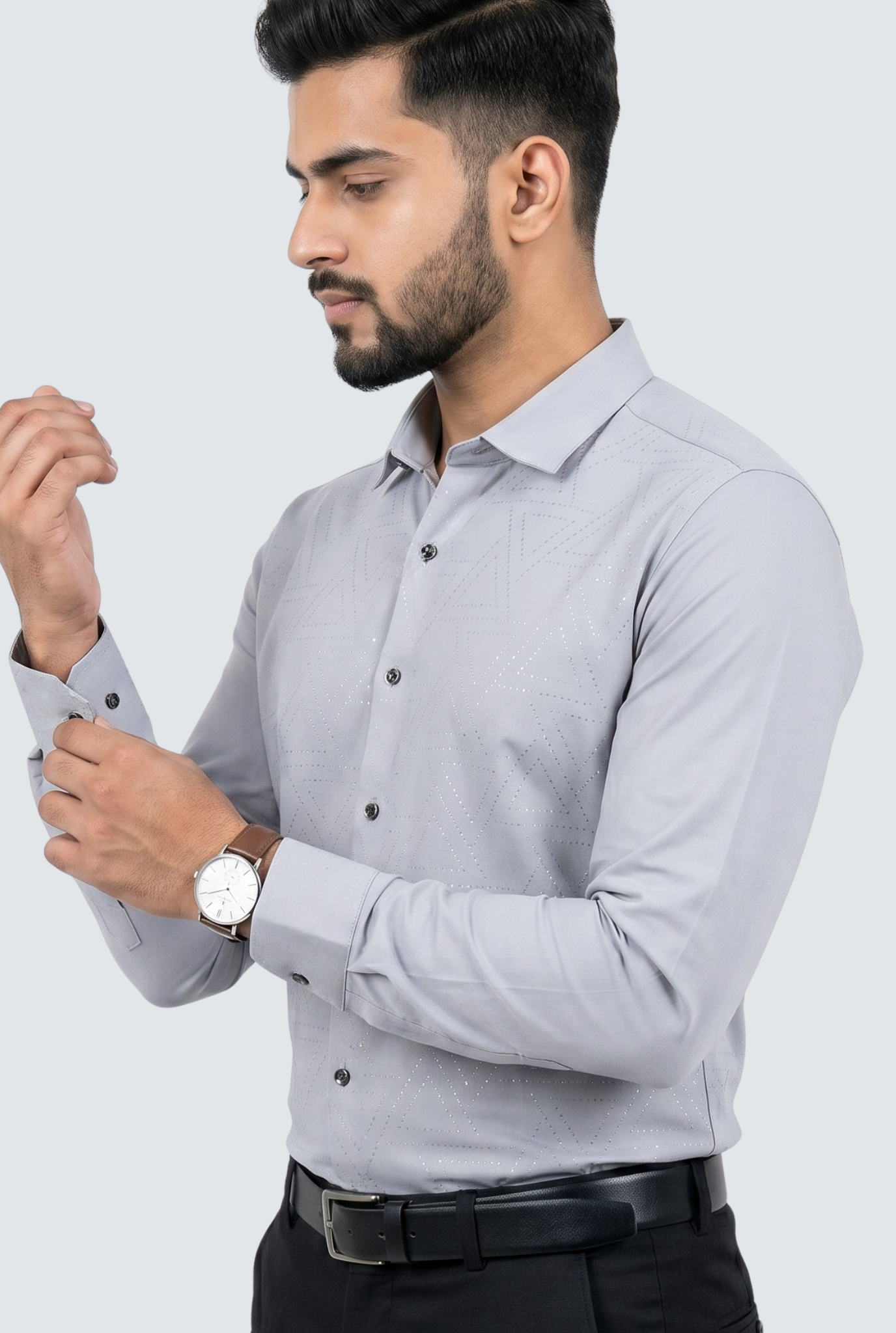 Men’s Korean Style Designer Shirt-Grey (1852)