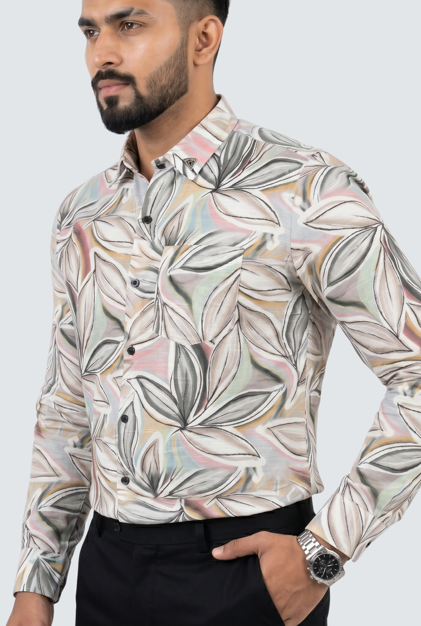 Men’s Premium Linen Printed Shirt-Pink(1888)