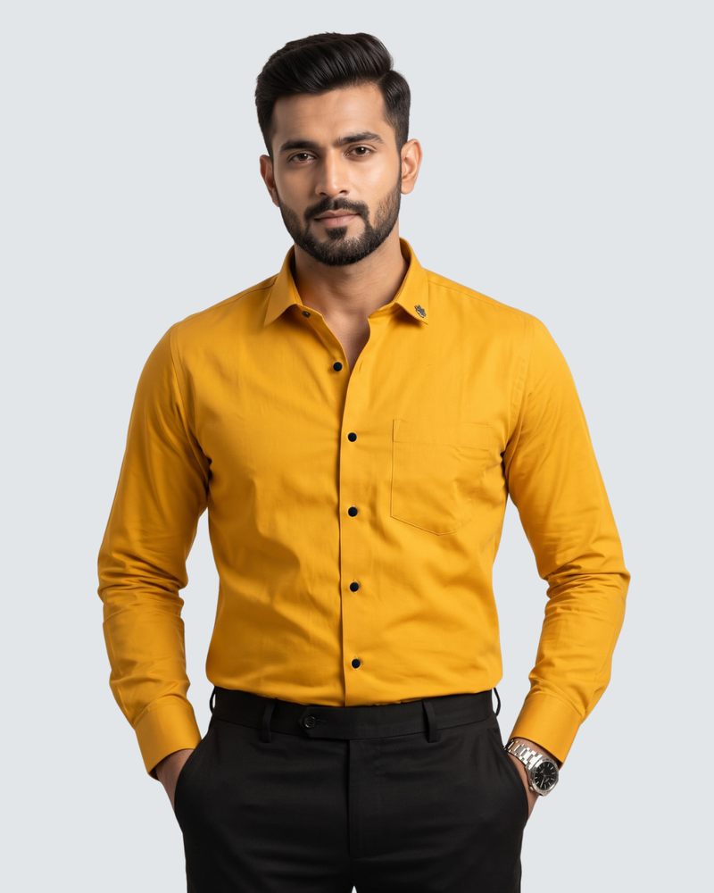 Yellow Cotton Shirt-(1262)