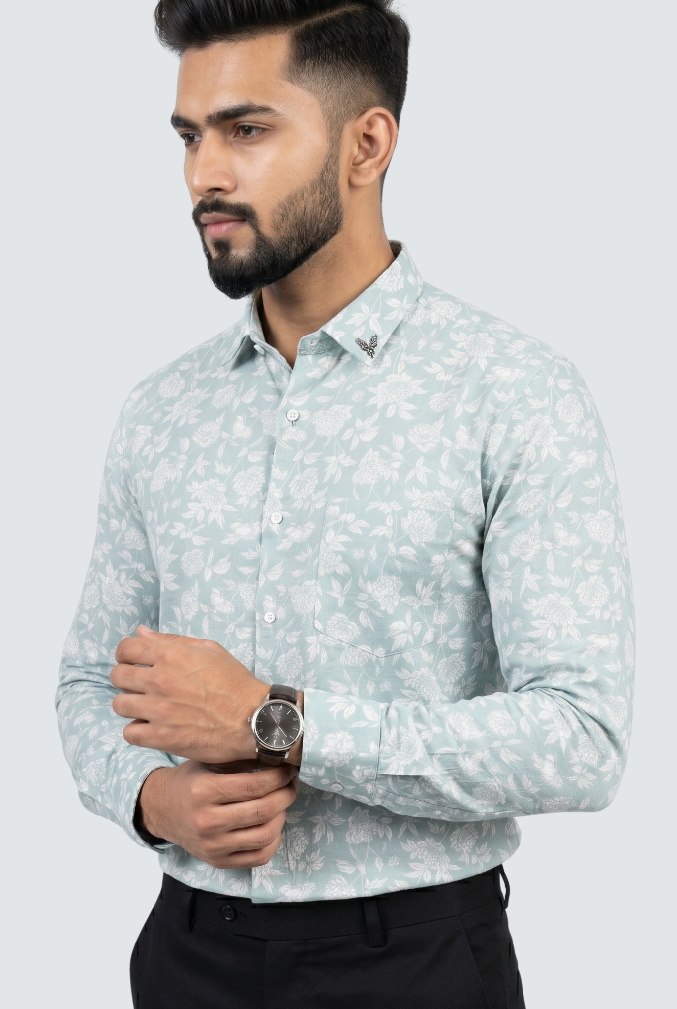 Men’s Modern Floral Casual Full Sleeve Shirt-Pista(1874)