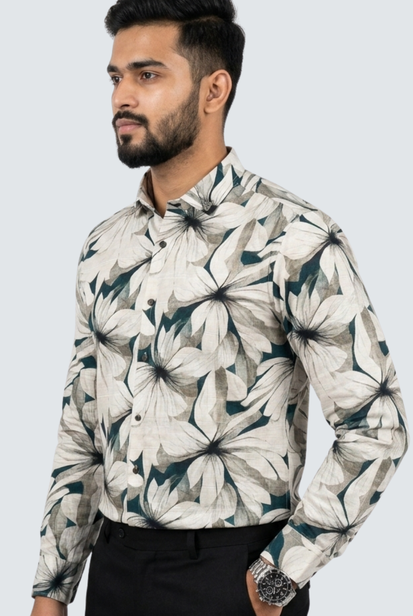 Men’s Floral Printed Casual Shirt-Rama(1887)