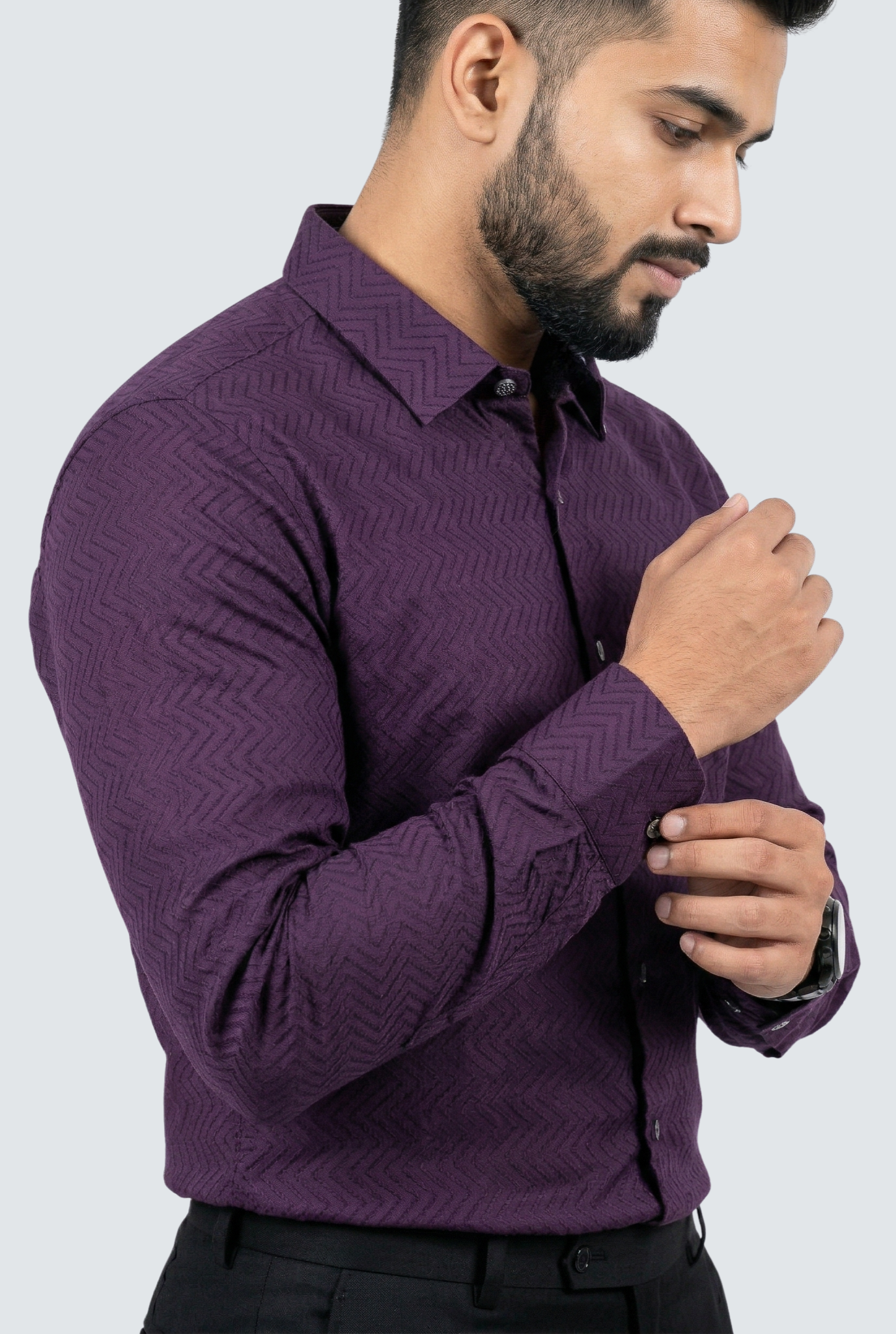 Men’s Elegant Slim Fit Purple Dobby Cotton Shirt (1830)