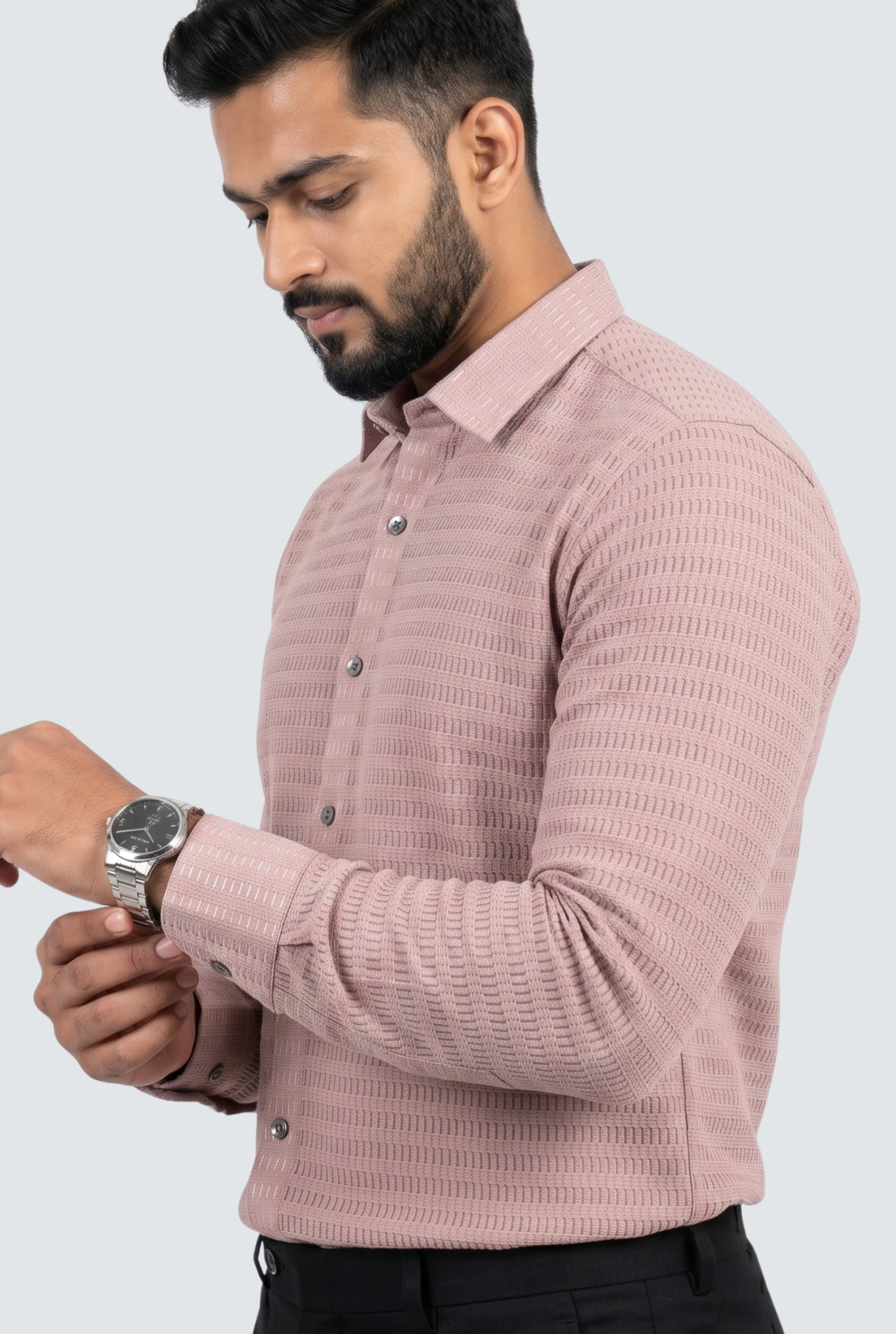 Men’s Trendy Pink Full Sleeve Shirt- (1868)