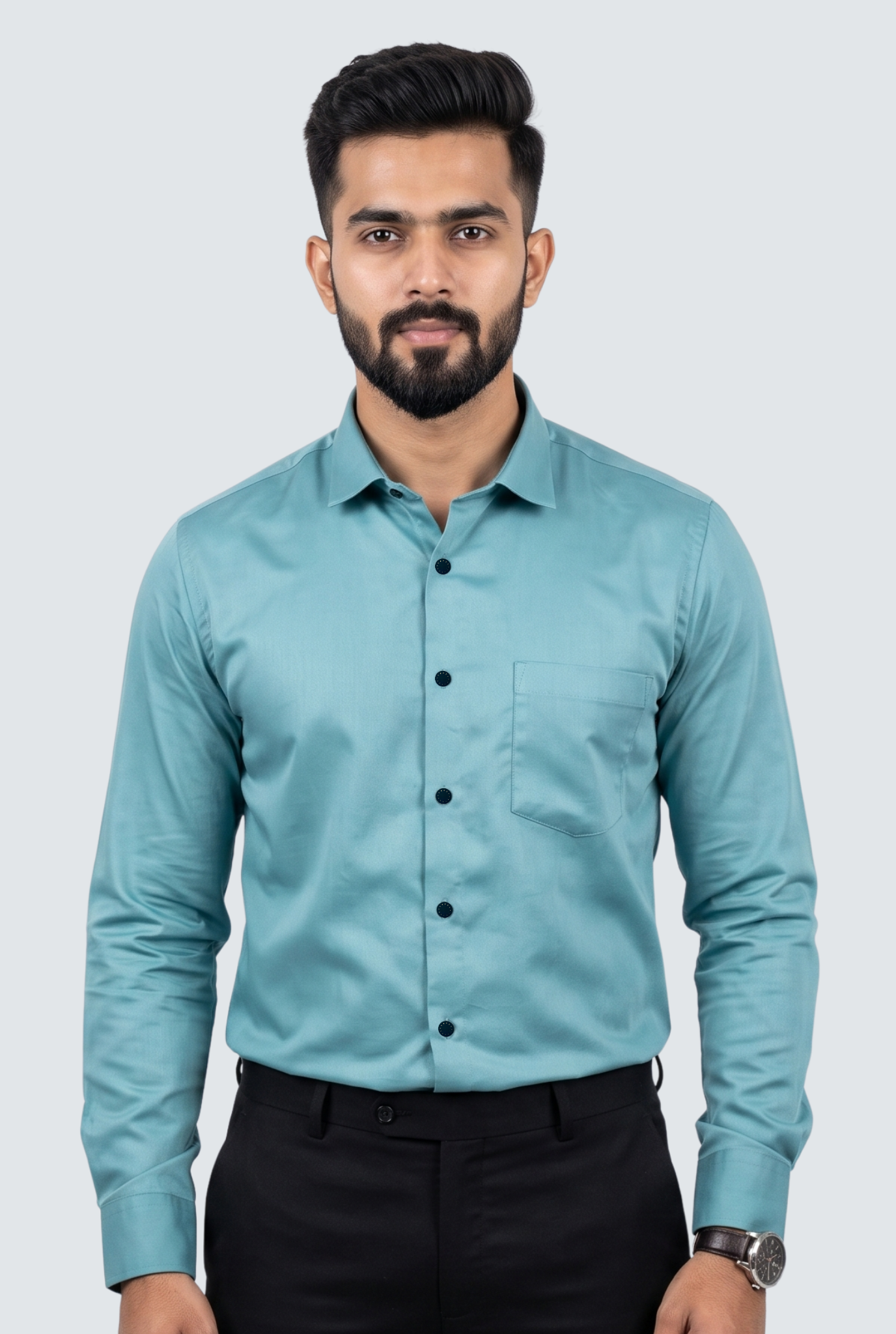 Men's C-Green Premium Cotton Satin Lycra Shirt-(CR-1)