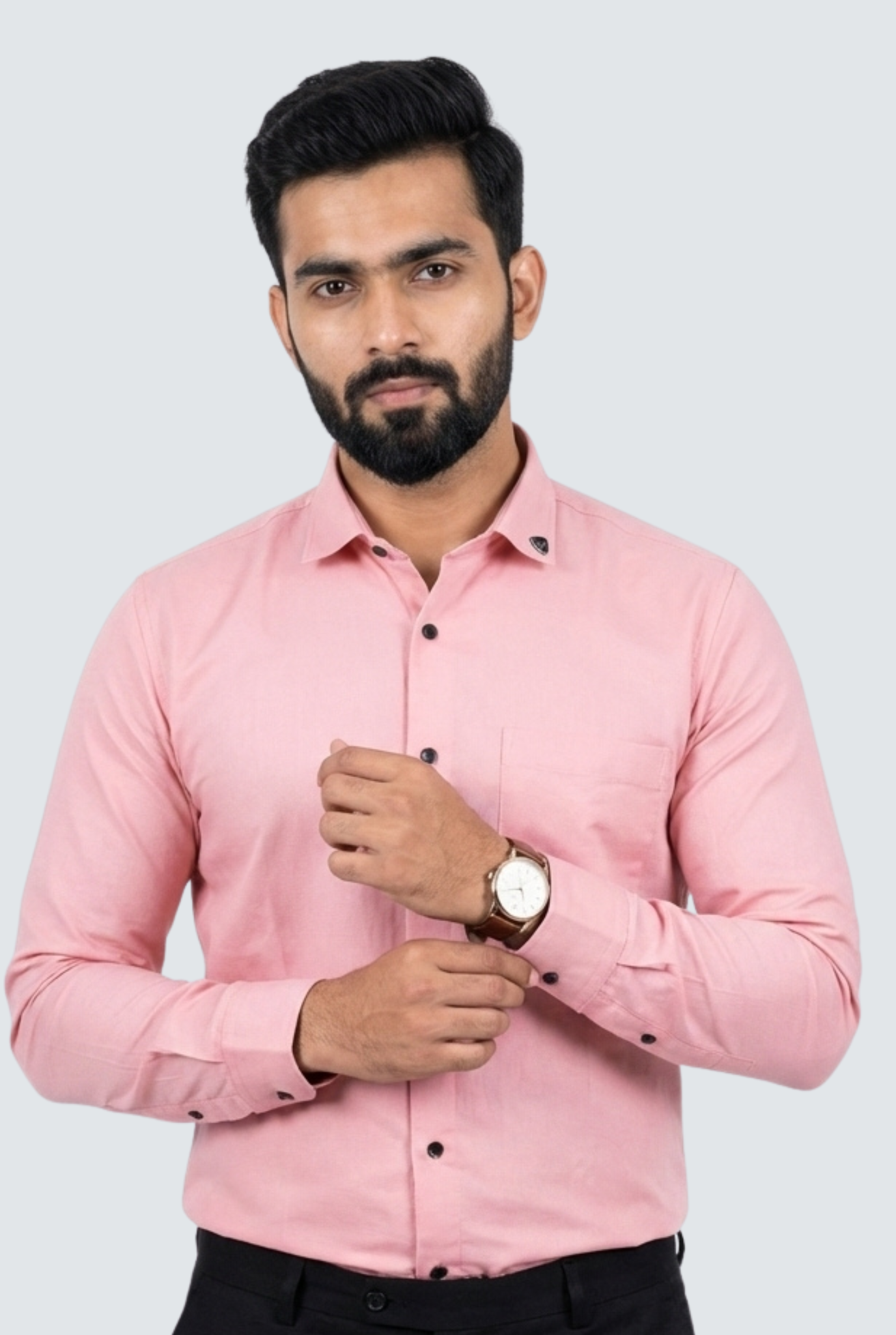 Pink Cotton Solid Shirt for Men  (1262)