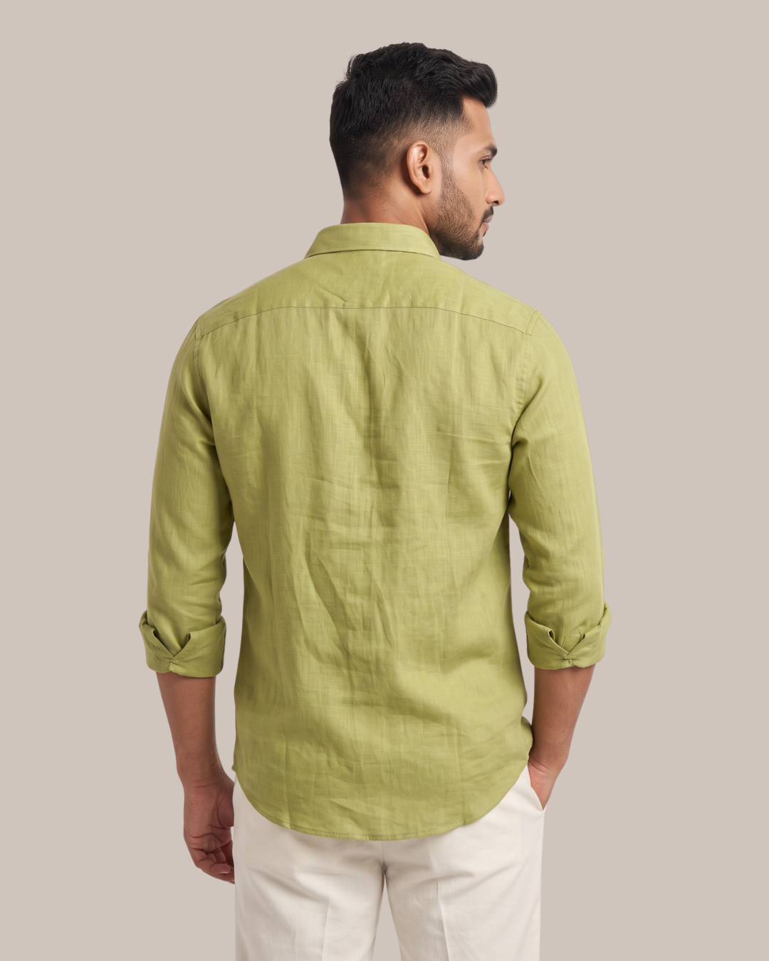 Lime Green Linen Shirt-(1923)