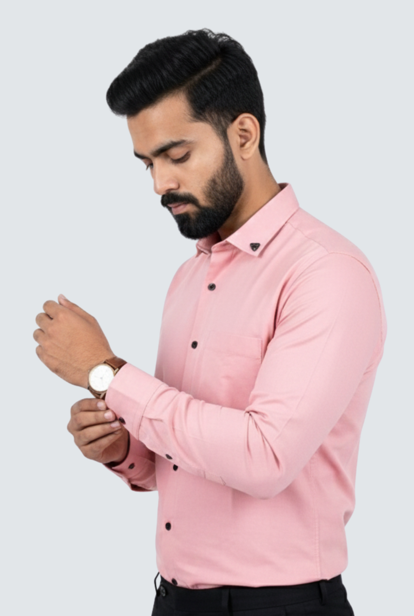Pink Cotton Solid Shirt for Men  (1262)
